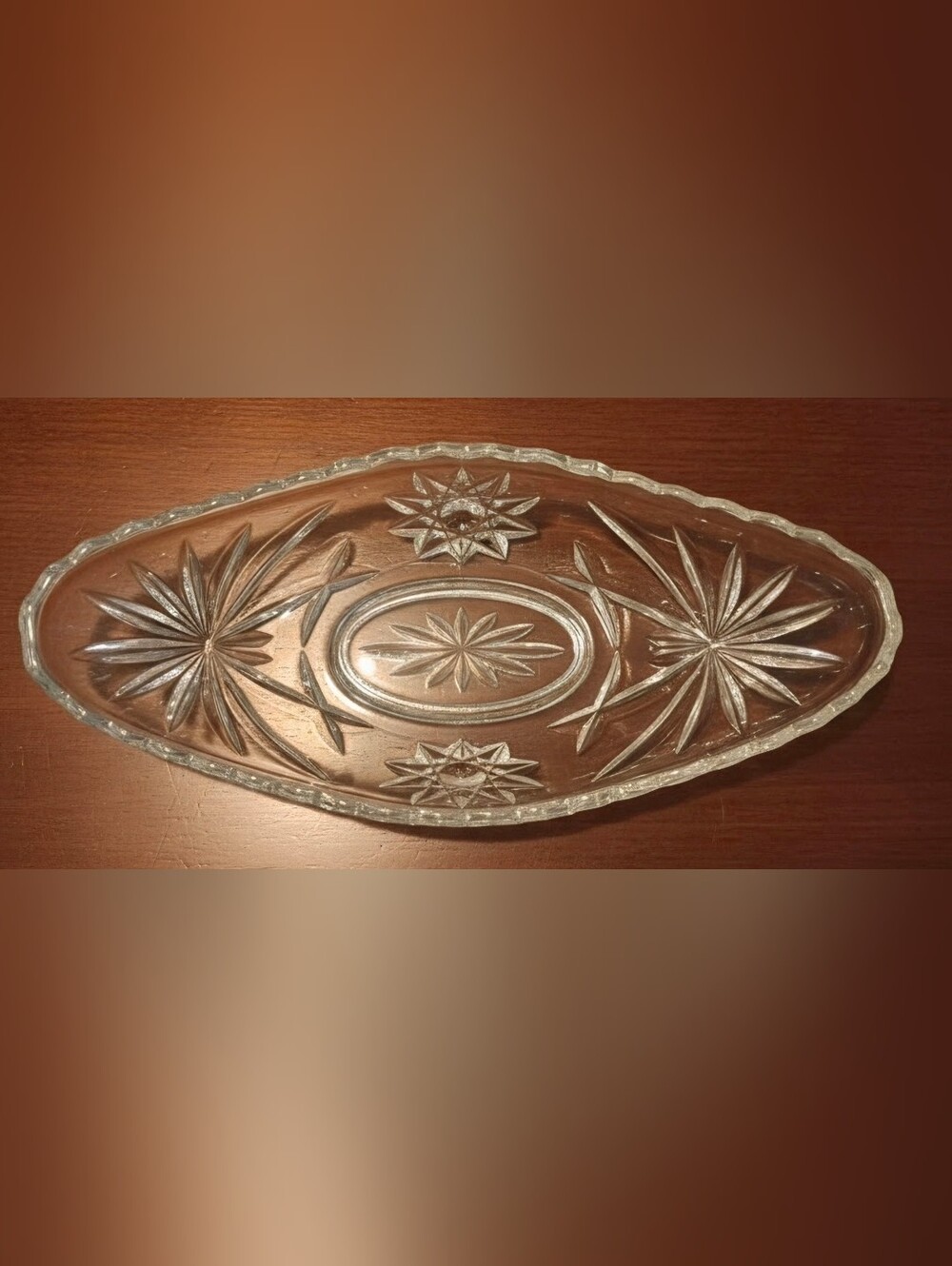 Vintage Anchor Hocking Star of David Gondola Boat Relish Dish 9 inch